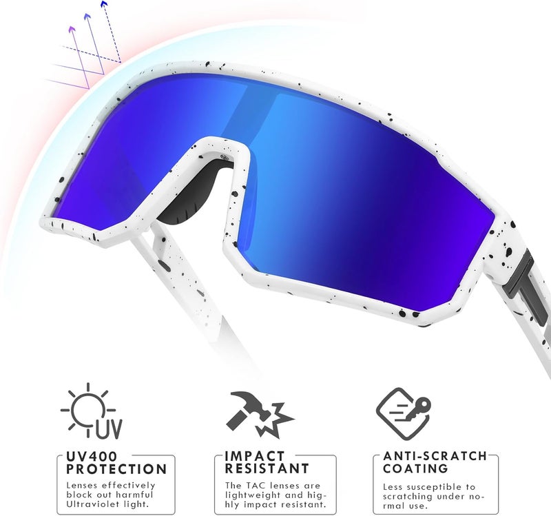 Derowern Youth Baseball Sunglasses, Kids Polarized Sports Sunglasses,UV400 Protection Glasses for Boys Girls Softball Cycling - Image 3